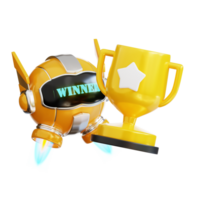 3d Robot with Trophy png