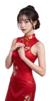 AI generated Women Cheongsam dress, Chinese New Year, PNG Transparent background, AI Generative