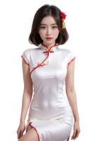 AI generated Women Cheongsam dress, Chinese New Year, PNG Transparent background, AI Generative