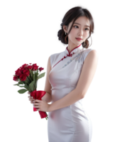 AI generated Women Cheongsam dress, Chinese New Year, PNG Transparent background, AI Generative