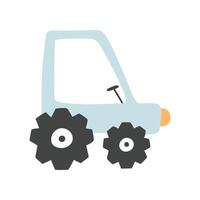 Hand-drawn tractor isolated on a white background. Children's tractor in flat style. Clip art of a tractor. Vector illustration.