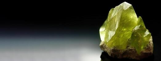 AI generated Idocrase Vesuvianite is rare precious natural stone on black background. AI generated. Header banner mockup with space. photo