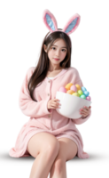 ai généré généré image Pâques lapin fille png transparent Contexte