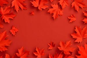 AI generated pile of maple leaves on white background photo
