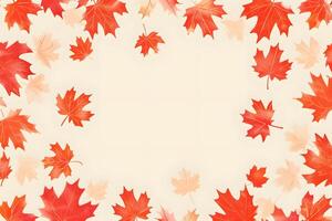 AI generated pile of maple leaves on white background photo