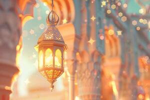 AI generated Beautiful islamic background with soft color and bokeh background photo