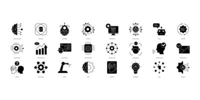 Artificial intelligence icons set. Set of editable stroke icons.Vector set of Artificial intelligence vector