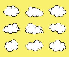 Set of vector clouds. Cartoon cloud collection.