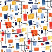 watercolor seamless pattern with abstract squares and spots. style modern art vector