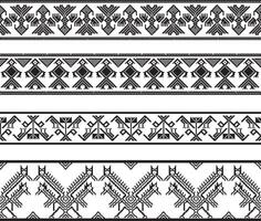 Vector monochrome set of seamless borders, native american frames. The endless pattern of the peoples of Central and South America, the Aztecs, the Maya, the Incas.