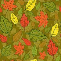 Autumn colored leaves on a green background. Printing on fabric and textiles. Seamless pattern for wallpaper and background vector