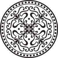 Vector classic round ornament. Monochrome pattern in a circle. Drawing of Greece and Ancient Rome. Flower drawing.