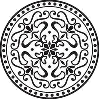 Vector classic round ornament. Monochrome pattern in a circle. Drawing of Greece and Ancient Rome. Flower drawing.