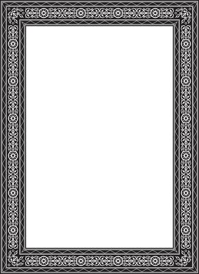 Vector monochrome black square Yakut ornament. An endless rectangular border, a frame of the northern peoples of the Far East