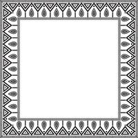 Vector monochrome native american folk ornament. Square border, frame of the peoples of America, Aztec, Incas, Maya