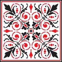 Vector square red classic ornament. A square with a black pattern. Ceiling decoration, ancient Rome, Greece.