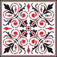 Vector square red classic ornament. A square with a black pattern. Ceiling decoration, ancient Rome, Greece.