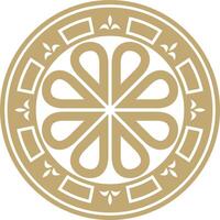 Vector golden round ancient Byzantine ornament. Classical circle of the Eastern Roman Empire, Greece. Pattern motifs of Constantinople