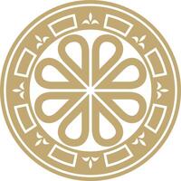 Vector golden round ancient Byzantine ornament. Classical circle of the Eastern Roman Empire, Greece. Pattern motifs of Constantinople