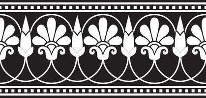 Vector monochrome black seamless classical Greek meander ornament. Pattern of ancient Greece. Border, frame of the Roman Empire