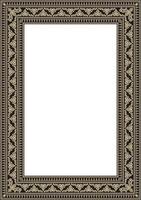 Vector golden and black square Yakut ornament. An endless rectangular border, a frame of the northern peoples of the Far East