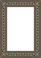 Vector golden and black square Yakut ornament. An endless rectangular border, a frame of the northern peoples of the Far East