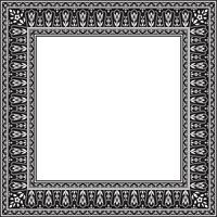 Vector monochrome black square Turkish ornament. Endless ottoman national border, frame