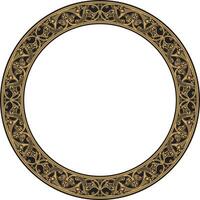 Vector golden round oriental ornament. Arabic patterned circle of Iran, Iraq, Turkey, Syria. Persian frame, border