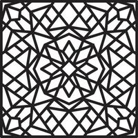 Vector black and white geometric pattern. Square ornament. Arabesque for buildings and room decorations. Template for laser and plotter cutting, vitare and sandblasting