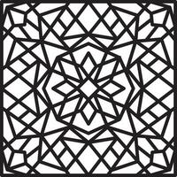 Vector black and white geometric pattern. Square ornament. Arabesque for buildings and room decorations. Template for laser and plotter cutting, vitare and sandblasting