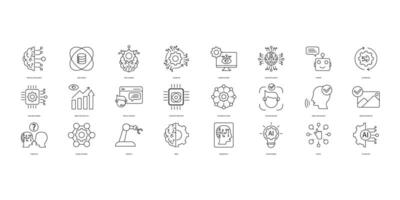 Artificial intelligence icons set. Set of editable stroke icons.Vector set of Artificial intelligence vector