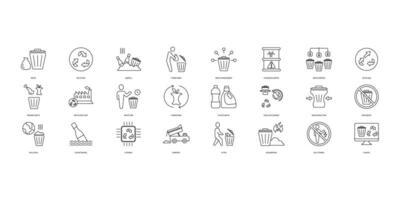 Waste icons set. Set of editable stroke icons.Vector set of Waste vector