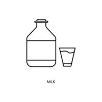 icono de línea de concepto de leche. ilustración de elemento simple. diseño de símbolo de esquema de concepto de leche. vector