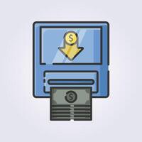 colored outline withdraw money at atm icon logo vector illustration design