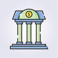 colored outline vintage bank architecture icon logo vector illustration design