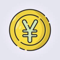 colored outline Yuan coin icon logo vector illustration design