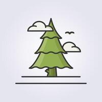 pine line color icon vector illustration logo design, spruce , fir , coniferous