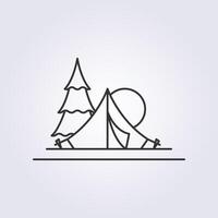outline campsite icon vector logo illustration design