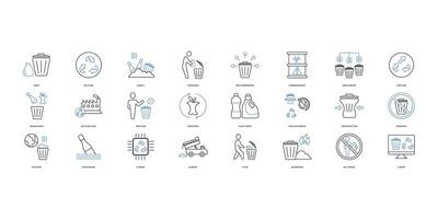 Waste icons set. Set of editable stroke icons.Vector set of Waste vector