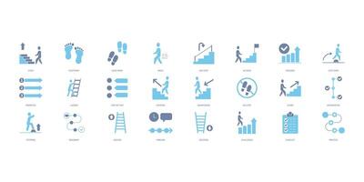 Steps icons set. Set of editable stroke icons.Vector set of Steps vector