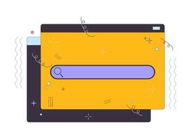 Search bar on website window 2D linear cartoon object. Browser with access to digital data isolated line vector element white background. Information on internet color flat spot illustration