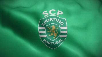 sportif clube de le Portugal vert logo drapeau boucle Contexte 4k video