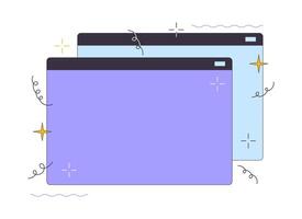 abierto web sitio ventanas 2d lineal dibujos animados objetos. Internet tecnología. buscando información aislado línea vector elementos blanco antecedentes. digital datos fuentes color plano Mancha ilustración