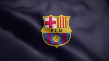 fc Barcelona España púrpura logo bandera lazo antecedentes 4k video