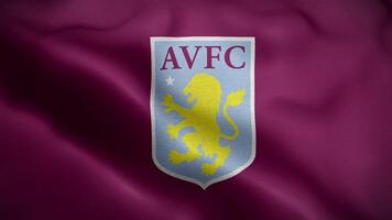 Aston Villa FC England Red Wine Logo Flag Loop Background 4K video