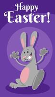 cartoon Easter bunny on Easter time greeting card design vector