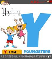 letter Y from alphabet with cartoon youngsters characters vector