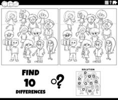 differences activity with cartoon children coloring page vector