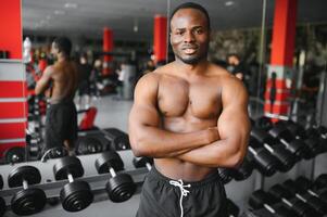 Portrait of male African American athlete on training photo