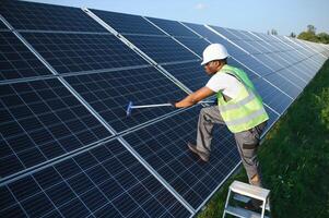 professional cleaning, solar panels, ant eye view, photo